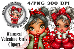 Whimsical Valentine Girls Clipart Product Image 1