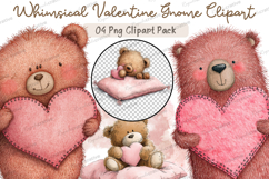 Cute Valentine Teddy Bear Clipart PNG Bundle, Bear Clipart Product Image 1