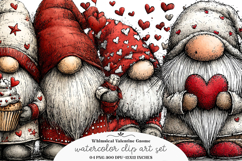 Whimsical Valentine Gnome Clipart - Valentine Gnomes PNG Product Image 1