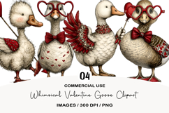 Whimsical Valentine Goose Clipart Product Image 1