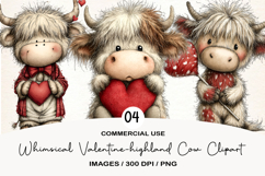 Whimsical Valentine-highland Cow Clipart Product Image 1