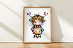 Whimsical Valentine Highland Cow Clipart Product Image 3