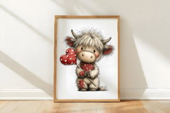 Whimsical Valentine-highland Cow Clipart Product Image 3