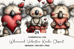 Whimsical Valentine Koala Clipart Product Image 1