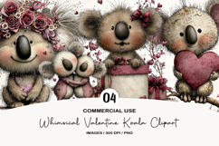 Whimsical Valentine Koala Clipart Product Image 1