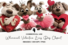 Whimsical Valentine Lucy Dog Clipart Product Image 1