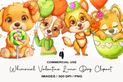 Whimsical Valentine Luna Dog Clipart PNG Product Image 1