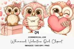Whimsical Valentine Owl Clipart Product Image 1