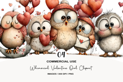 Whimsical Valentine Owl Clipart Product Image 1