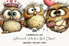 Whimsical Valentine Owl Clipart Product Image 1