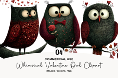 Whimsical Valentine Owl Clipart Product Image 1