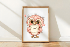 Whimsical Valentine Owl Clipart Product Image 3