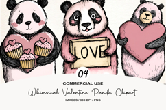 Whimsical Valentine Panda Clipart Product Image 1