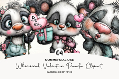 Whimsical Valentine Panda Clipart Product Image 1