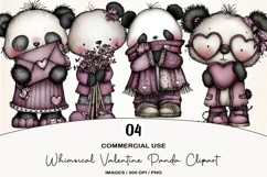 Whimsical Valentine Panda Clipart Product Image 1