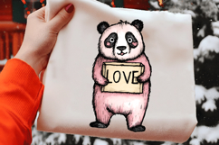 Whimsical Valentine Panda Clipart Product Image 2