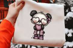 Whimsical Valentine Panda Clipart Product Image 2