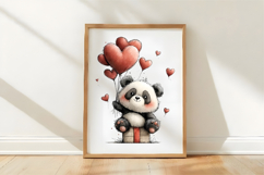 Whimsical Valentine Panda Clipart Product Image 3