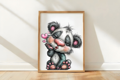 Whimsical Valentine Panda Clipart Product Image 3
