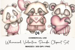 Whimsical Valentine Panda Clipart Set Product Image 1
