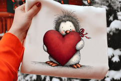 Whimsical Valentine Penguin Clipart Product Image 2