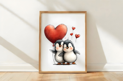 Whimsical Valentine Penguin Clipart Product Image 3