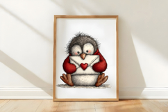 Whimsical Valentine Penguin Clipart Product Image 3