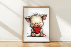 Whimsical Valentine Piglet Clipart Product Image 3