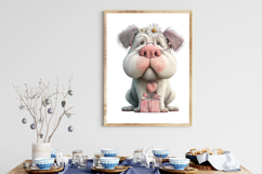 Whimsical Valentine Princess Daisy Bulldog Clipart Product Image 3