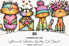 Whimsical Valentine Quirky Cat Clipart Product Image 1