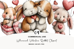 Whimsical Valentine Rabbit Clipart Product Image 1