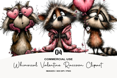 Whimsical Valentine Raccoon Clipart Product Image 1