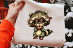 Whimsical Valentine Raccoon Clipart Product Image 2