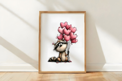 Whimsical Valentine Raccoon Clipart Product Image 3
