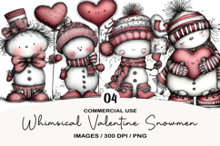 Whimsical Valentine Snowmen Clipart Product Image 1
