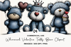 Whimsical Valentine Teddy Bear Clipart Product Image 1