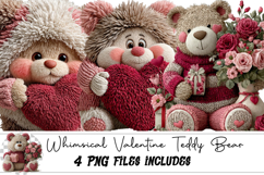 Whimsical Valentine Teddy Bear Clipart Product Image 1