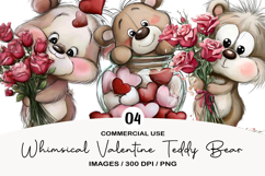Whimsical Valentine Teddy Bear Clipart Product Image 1