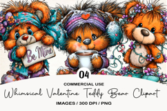 Whimsical Valentine Teddy Bear Clipart Product Image 1
