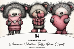 Whimsical Valentine Teddy Bear Clipart Product Image 1