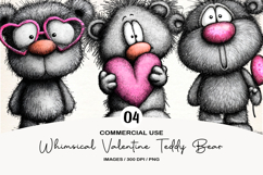 Whimsical Valentine Teddy Bear Clipart Product Image 1