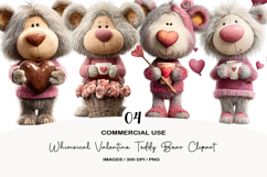 Whimsical Valentine Teddy Bear Clipart Product Image 1