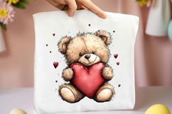 Whimsical Valentine Teddy Bear Clipart Product Image 2