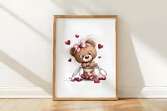 Whimsical Valentine Teddy Bear Clipart Product Image 3