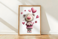 Whimsical Valentine Teddy Bear Clipart Product Image 3