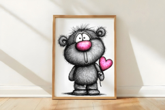Whimsical Valentine Teddy Bear Clipart Product Image 3