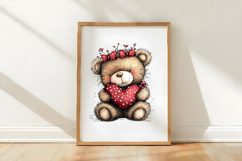 Whimsical Valentine Teddy Bear Clipart Product Image 3