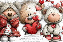 Whimsical Valentine Teddy Bear Clipart Product Image 1