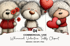 Whimsical Valentine Teddy Clipart Product Image 1