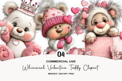 Whimsical Valentine Teddy Clipart Product Image 1